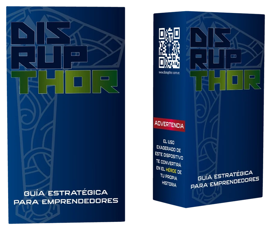 Caja de la Guía Estratégica para Emprendedores Disrupthor, de frente y de lado